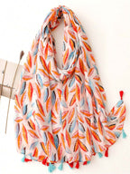 Elegant Beach Accessories Simple Style Scarf, Floral Print Silk Shawl Outdoor Wrap, Temporary Sunscreen Scarf for Autumn Spring