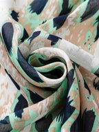 Elegant and simple silk scarf for women, large vivid leopard print scarf, bohemian scarf for spring and summer beach, linen fabric