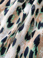 Elegant and simple silk scarf for women, large vivid leopard print scarf, bohemian scarf for spring and summer beach, linen fabric