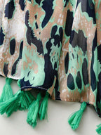 Elegant and simple silk scarf for women, large vivid leopard print scarf, bohemian scarf for spring and summer beach, linen fabric