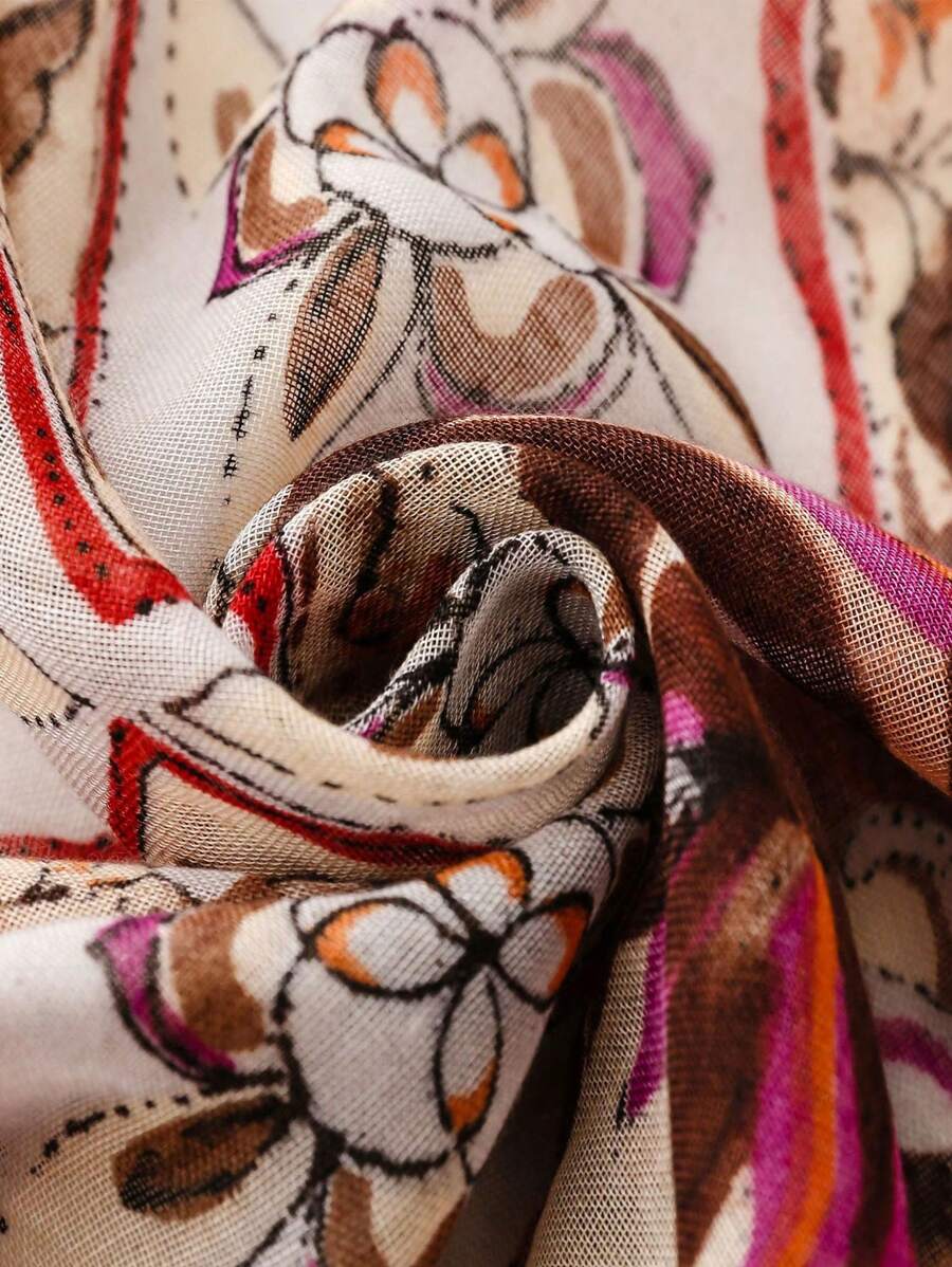 Elegant Breathable Tassel Decorated Beach Shawl, Stylish Design Ladies Scarf, Fashion Silk Scarf for Women, Long Colorful Scarf for Spring and Summer, Versatile for Outdoor, Beach and Headwear