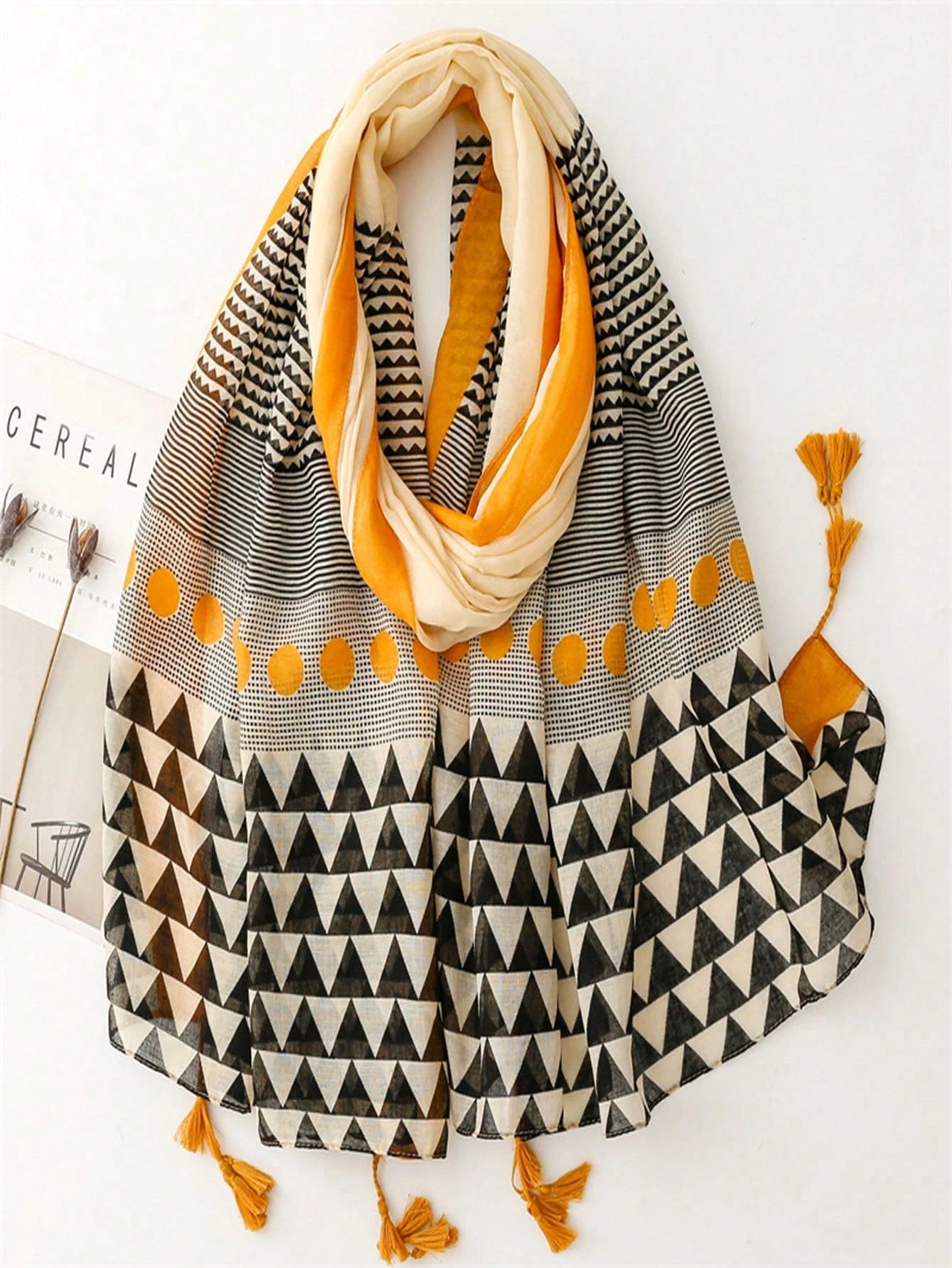 New Arrival Air Vent Short Scarf with Tassels, Fashionable Silk Teapot Scarf for Women, Spring Summer Vivid Long Scarf, Outdoor Beach Sun Protection Scarf, Versatile Head Scarf