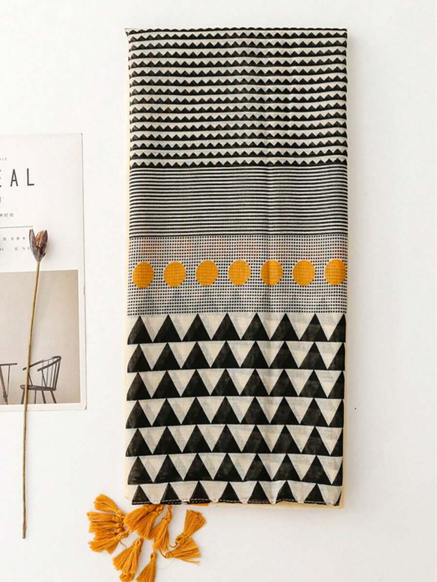 New Arrival Air Vent Short Scarf with Tassels, Fashionable Silk Teapot Scarf for Women, Spring Summer Vivid Long Scarf, Outdoor Beach Sun Protection Scarf, Versatile Head Scarf