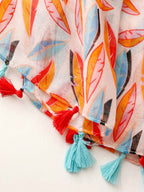 Elegant Beach Accessories Simple Style Scarf, Floral Print Silk Shawl Outdoor Wrap, Temporary Sunscreen Scarf for Autumn Spring