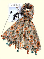 عباءة شاطئ جديدة قابلة للتنفس مع عباءة حريرية أنيقة عصرية للسيدات، طويلة متعددة الاستخدامات ذات طباعة بوهيمية جذابة للخارج والشاطئ كلفافة رأس 