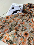 عباءة شاطئ جديدة قابلة للتنفس مع عباءة حريرية أنيقة عصرية للسيدات، طويلة متعددة الاستخدامات ذات طباعة بوهيمية جذابة للخارج والشاطئ كلفافة رأس 