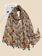 عباءة شاطئ جديدة قابلة للتنفس مع عباءة حريرية أنيقة عصرية للسيدات، طويلة متعددة الاستخدامات ذات طباعة بوهيمية جذابة للخارج والشاطئ كلفافة رأس 