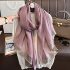 2023 Autumn and Winter New Silk Scarf Women's Long Warm Elegant Fashion Scarf Thin Air Conditioning Shawl Scarf