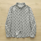 بيع مباشر من المصنع: قميص نسائي من القطن الخالص، مطبوع عليه نقاط بولكا يابانية كلاسيكية، بطبقتين من الشاش، بتصميم فني. قميص بياقة دمية من الشاش القطني.