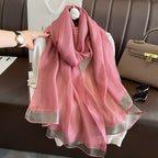 2023 Autumn and Winter New Silk Scarf Women's Long Warm Elegant Fashion Scarf Thin Air Conditioning Shawl Scarf