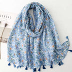 Wholesale New Summer Soft Flower Pattern Cotton Feeling Head Wraps Scarf Muslim Women Elegant Floral Printed Hijabs Shawls