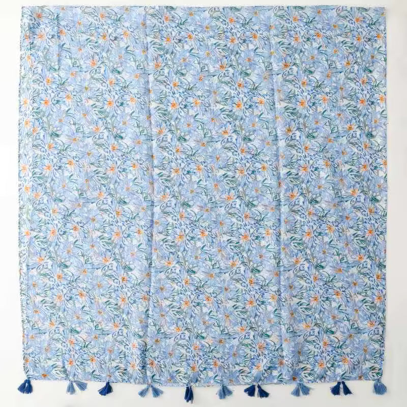 Wholesale New Summer Soft Flower Pattern Cotton Feeling Head Wraps Scarf Muslim Women Elegant Floral Printed Hijabs Shawls