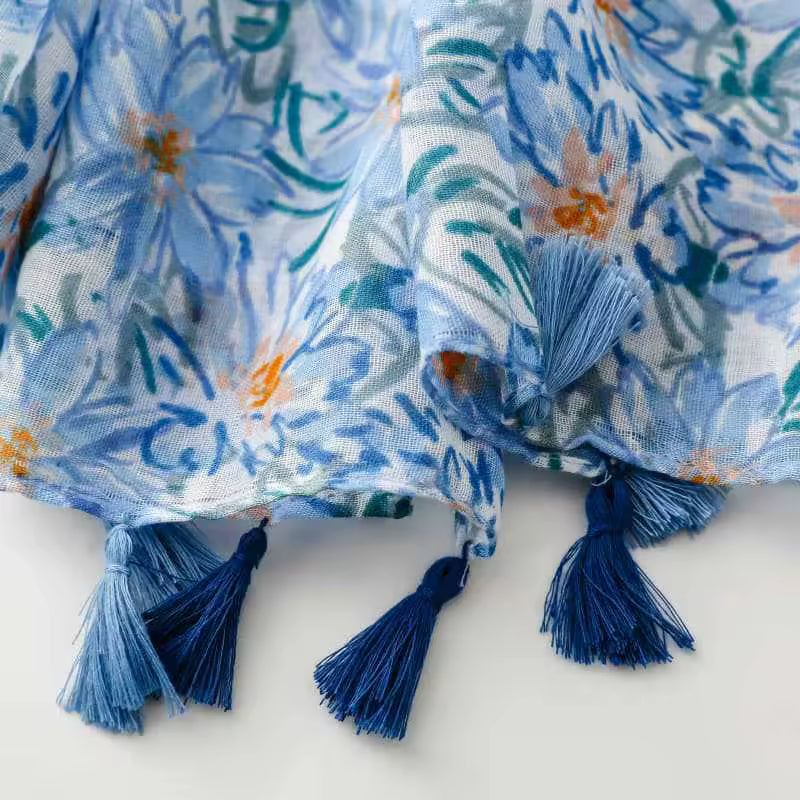 Wholesale New Summer Soft Flower Pattern Cotton Feeling Head Wraps Scarf Muslim Women Elegant Floral Printed Hijabs Shawls