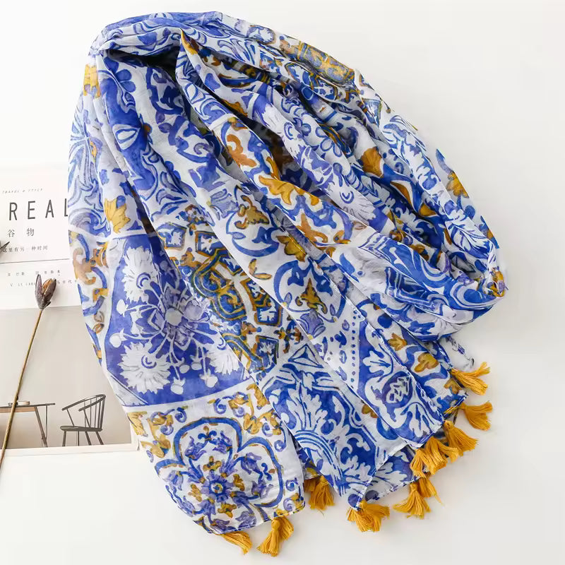 Wholesale Summer Breathable Lightweight Ladies Cotton Voile Bawal Shawls Custom Design Floral Printed Muslim Women Printed Scarf