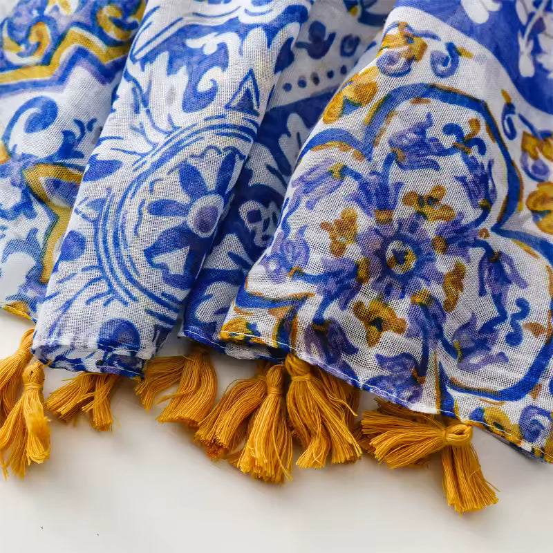 Wholesale Summer Breathable Lightweight Ladies Cotton Voile Bawal Shawls Custom Design Floral Printed Muslim Women Printed Scarf