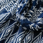 Women's scarf cross-border export silk scarf spring and summer ethnic style blue and white blue and white porcelain ripple geometric Bali yarn tassel shawl