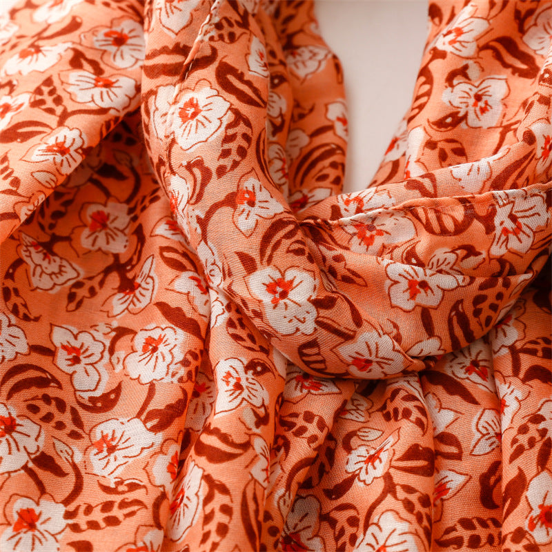 Yitao foreign trade export French cotton and linen feel scarf celebrity style primrose satin cotton soft tassel silk scarf shawl
