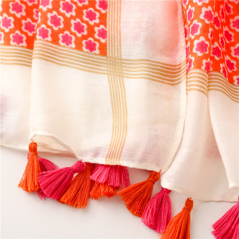 Yitao scarf quiet literary ethnic style cotton and linen feel scarf women 2022 spring and summer silk scarf travel thin shawl