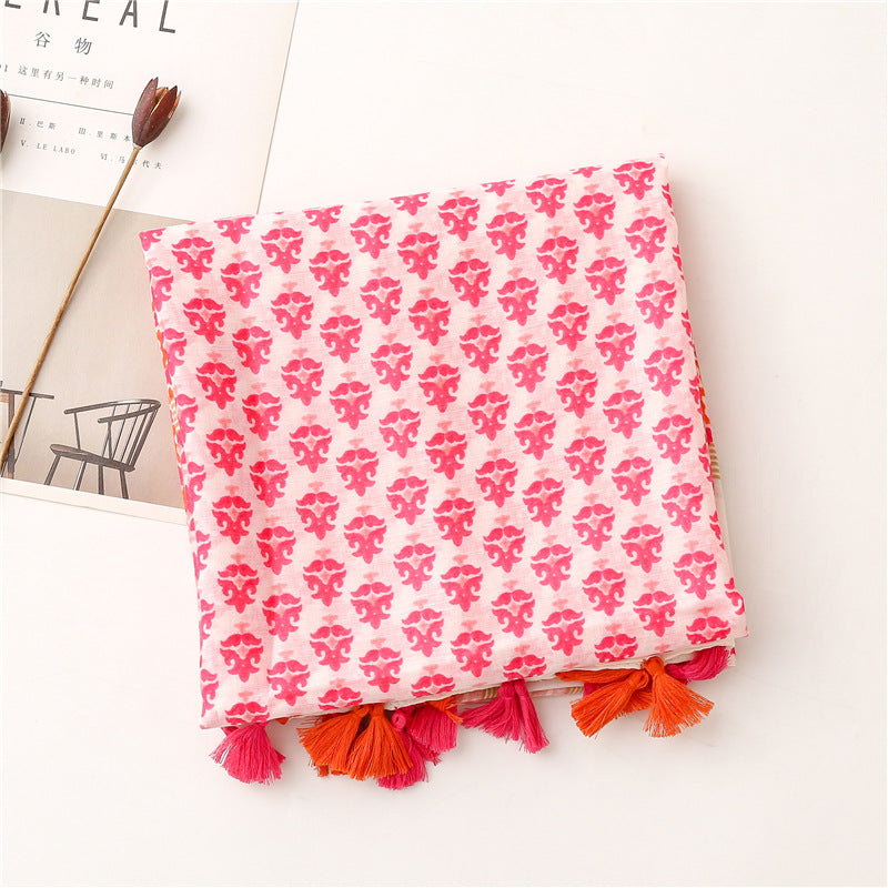 Yitao scarf quiet literary ethnic style cotton and linen feel scarf women 2022 spring and summer silk scarf travel thin shawl