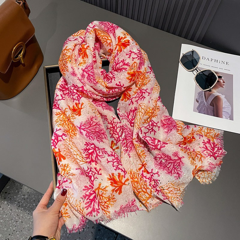 Newest Design Long Soft Cotton Feelings 100% Viscose Printed Shawls for Muslim Women Head Wraps Hijabs Gold Foil Glitter Scarves