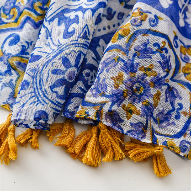 Wholesale Summer Breathable Lightweight Ladies Cotton Voile Bawal Shawls Custom Design Floral Printed Muslim Women Printed Scarf