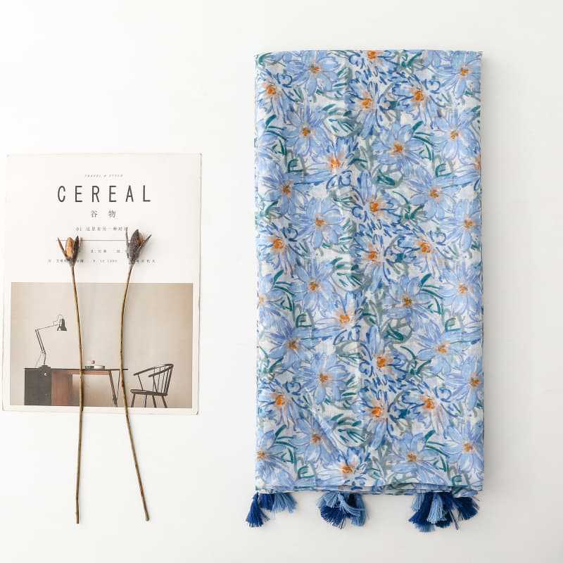 Wholesale New Summer Soft Flower Pattern Cotton Feeling Head Wraps Scarf Muslim Women Elegant Floral Printed Hijabs Shawls