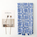 Manufacturer Latest Design Blue Floral Printed Cotton Feel Shawls Hijabs 180*85cm Viscose Scarves with Tassel for Muslim Ladies