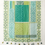 Vintage Bohemian Long Scarf with Silver Knit and Tassels for Women Spring Summer Soft Holiday Scarf