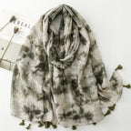 Newest Styles Lightweight Soft Ombre Color Block Printed Girls Shawls Gradient Wraps Viscose Cotton Feeling Scarf With Tassels