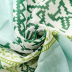 Vintage Bohemian Long Scarf with Silver Knit and Tassels for Women Spring Summer Soft Holiday Scarf