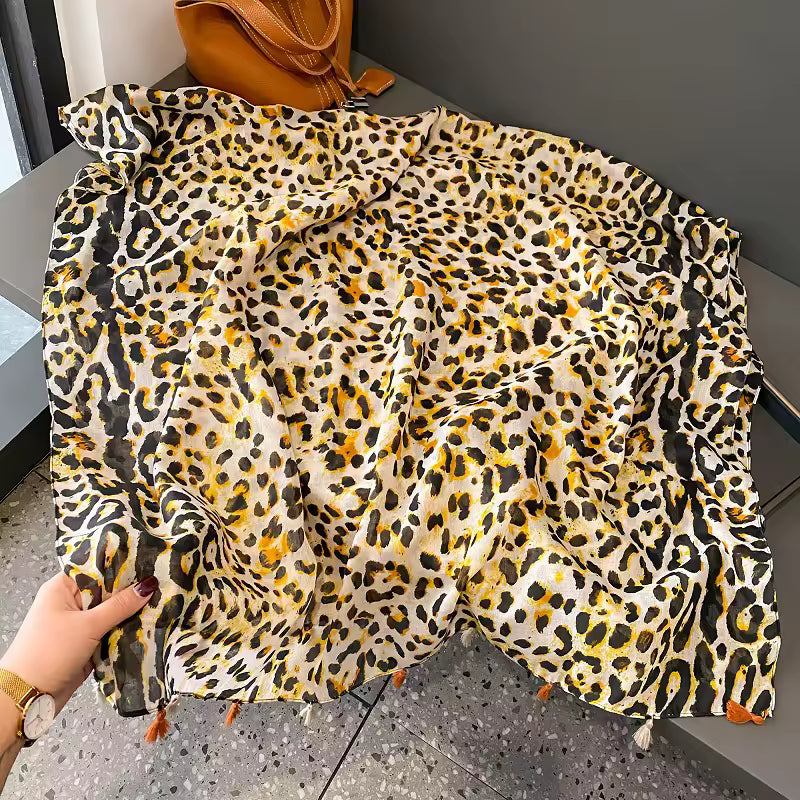 Wholesale Summer Lightweight Cotton Voile Printed Wide Shawls Fashion Leopard Polka Dotted Printed Hijabs Muslim Women Scarves