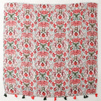 Yitao scarf cotton and linen feel Bali yarn thin spring and summer red and green color matching flowers fresh and sweet fashion shawl women